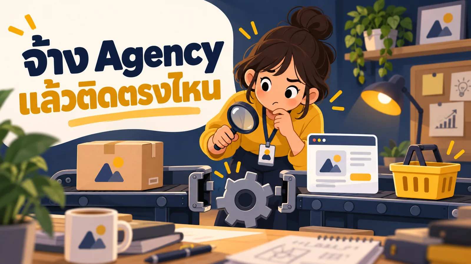 ภาพการ์ตูนประกอบบทความ จ้าง Agency แล้วโฆษณาไม่ดีขึ้น: จ้าง Agency แล้วติดตรงไหน