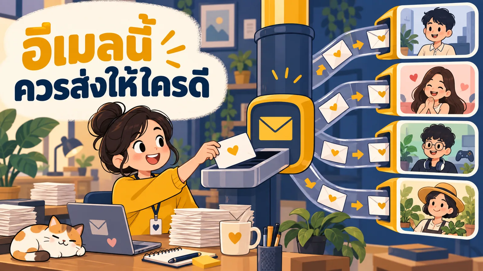 ภาพการ์ตูนประกอบบทความ AI Email Marketing: อีเมลนี้ควรส่งให้ใครดี