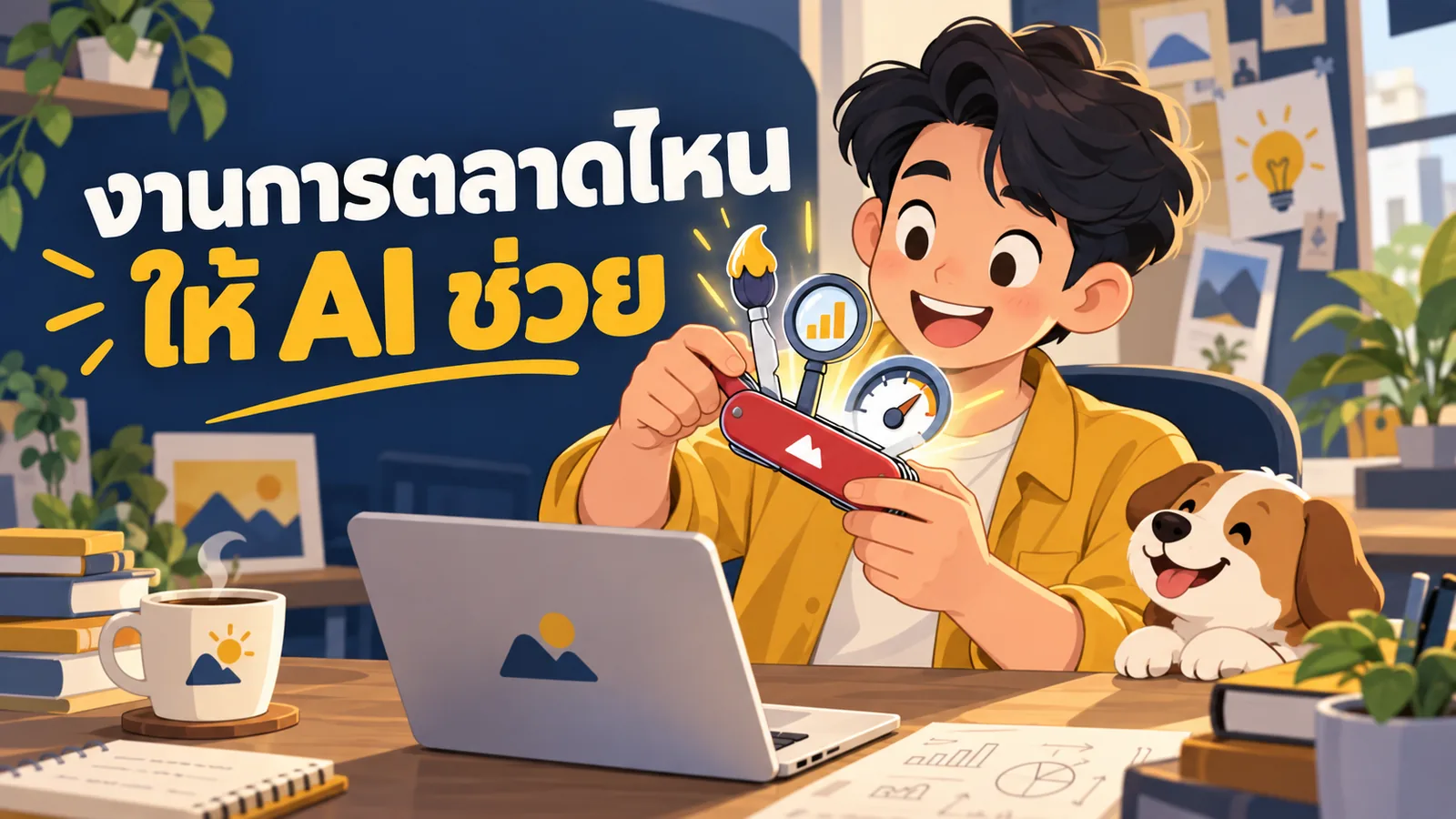 ภาพการ์ตูนประกอบบทความ AI กับการตลาด: งานการตลาดไหนให้ AI ช่วย