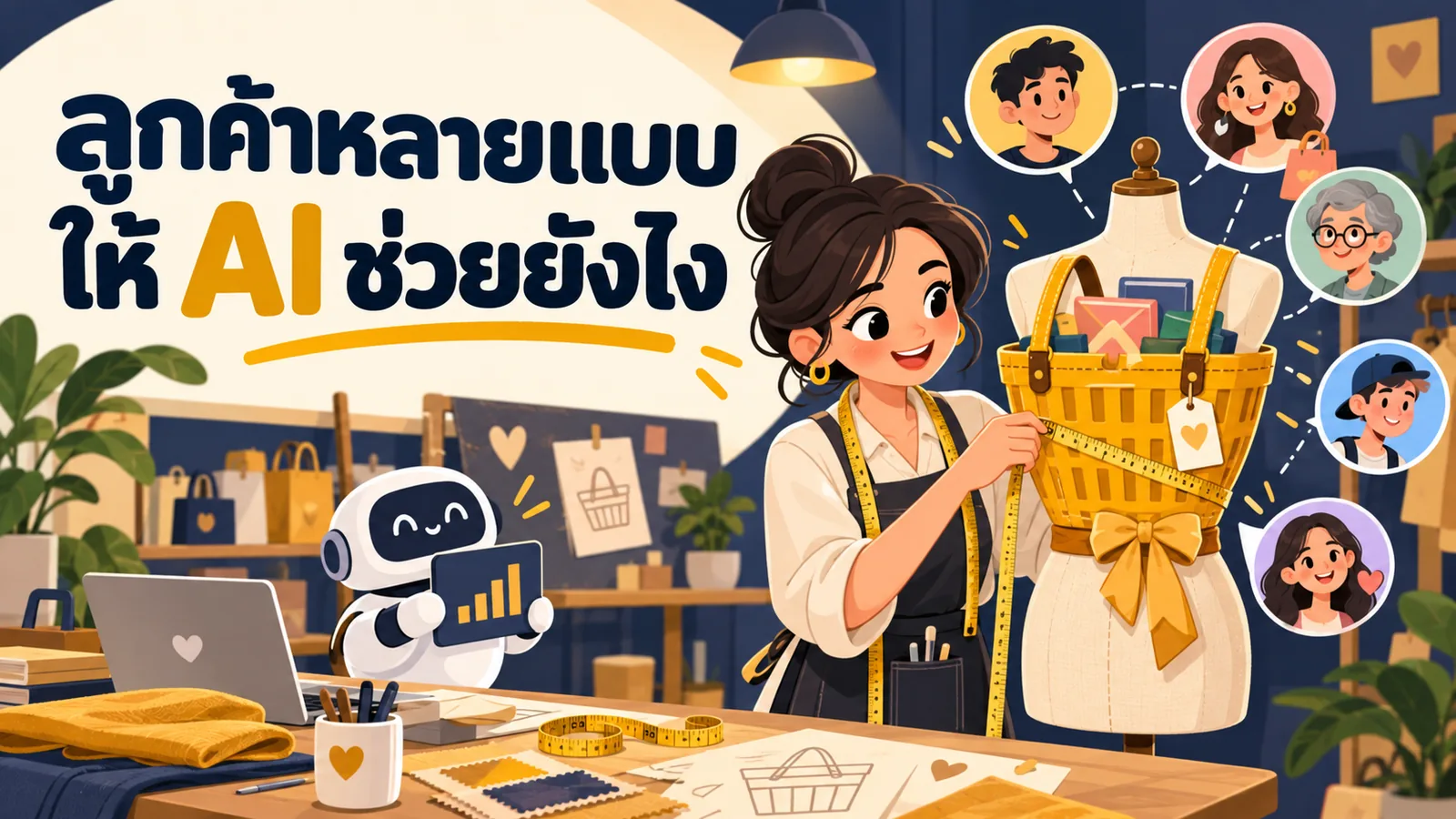 ภาพการ์ตูนประกอบบทความ AI Marketing ธุรกิจค้าปลีก: ลูกค้าหลายแบบให้ AI ช่วยยังไง