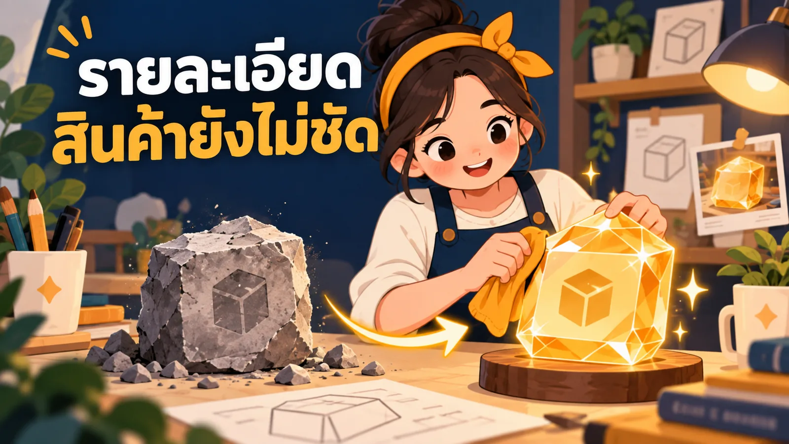 ภาพการ์ตูนประกอบบทความ AI เขียนรายละเอียดสินค้า: รายละเอียดสินค้ายังไม่ชัด