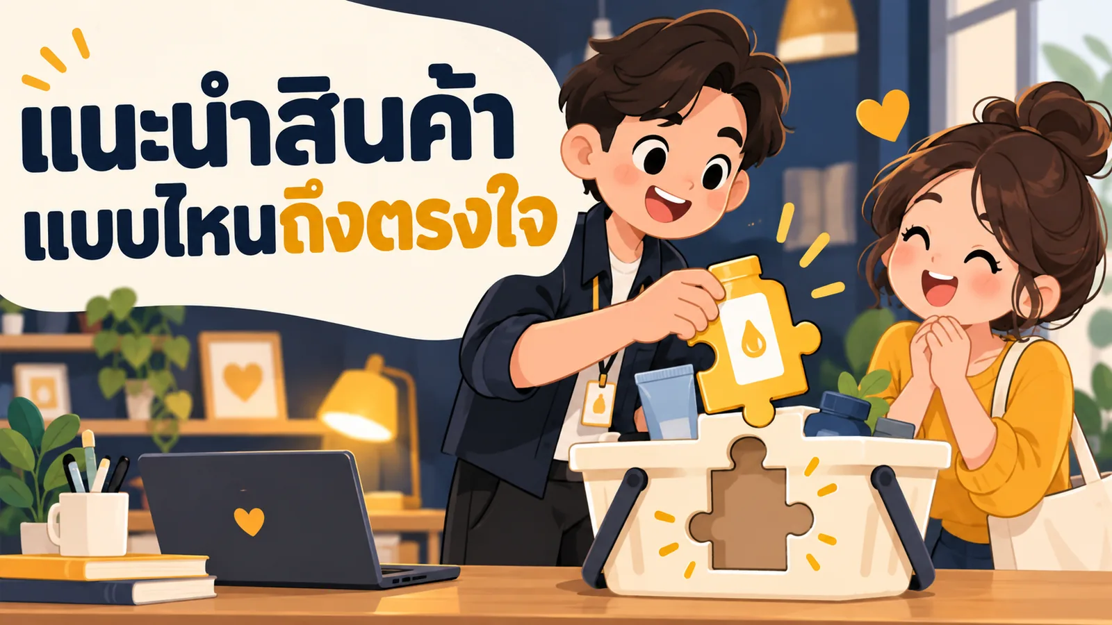 ภาพการ์ตูนประกอบบทความ AI Recommendation Engine: แนะนำสินค้าแบบไหนถึงตรงใจ