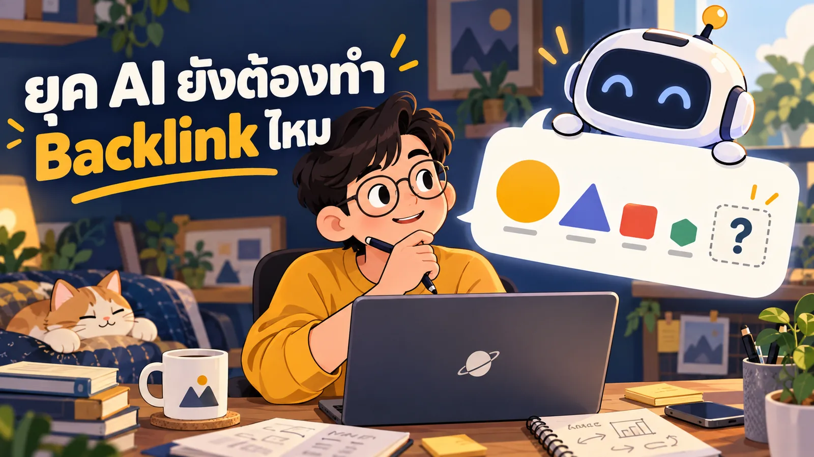 ภาพการ์ตูนประกอบบทความ Backlink ในยุค AI: ยุค AI ยังต้องทำ Backlink ไหม