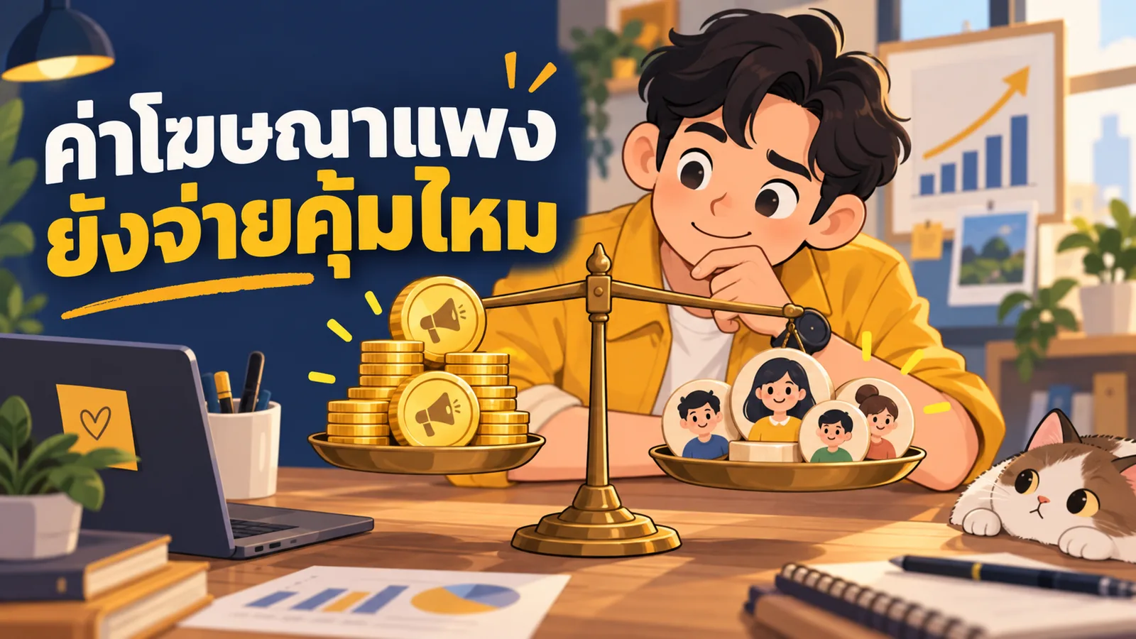 ภาพการ์ตูนประกอบบทความ ค่าโฆษณาออนไลน์ในกรุงเทพ: ค่าโฆษณาแพง ยังจ่ายคุ้มไหม