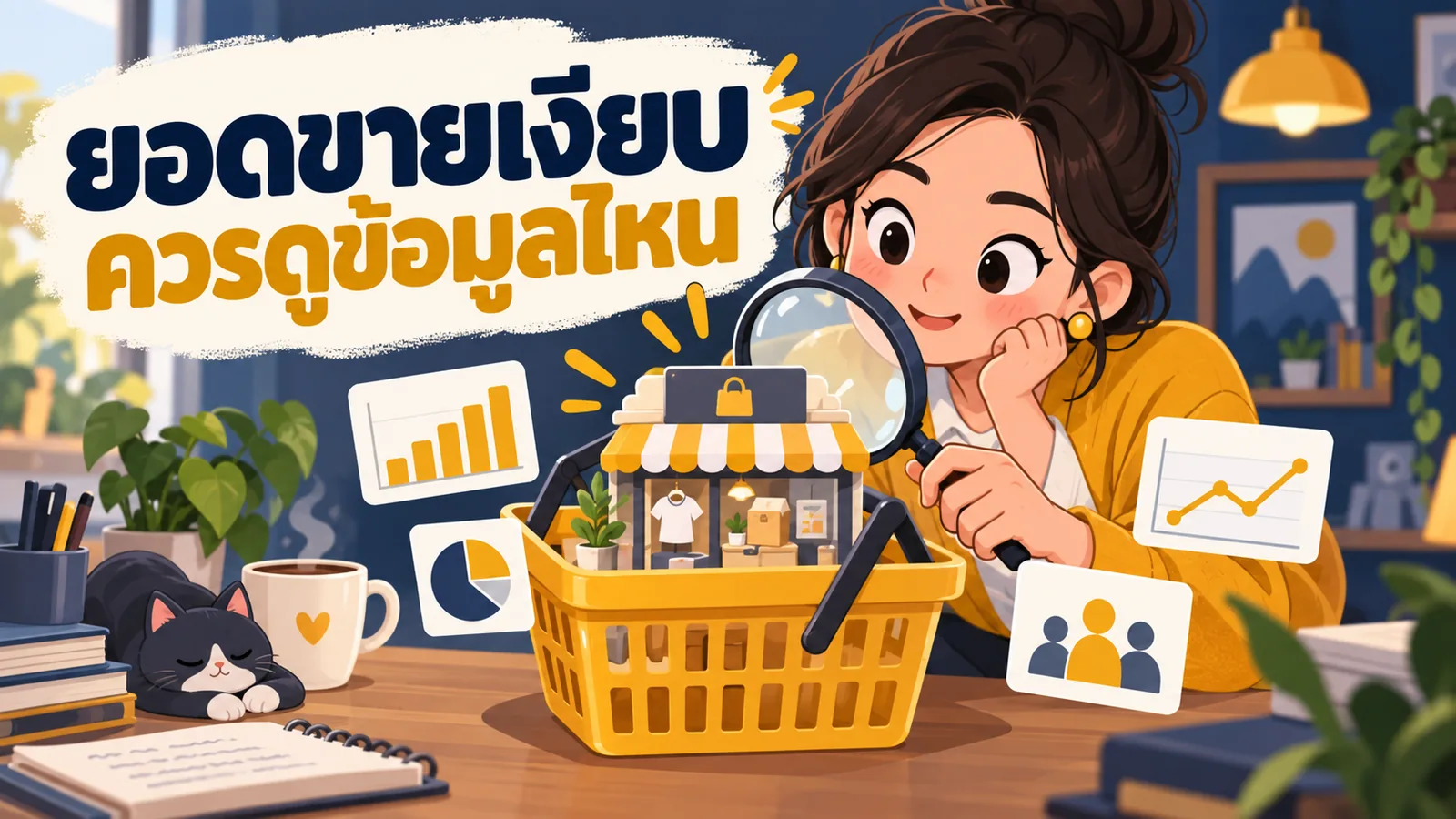 ภาพการ์ตูนประกอบบทความ เพิ่มยอดขายบน Shopee และ Lazada: ยอดขายเงียบควรดูข้อมูลไหน