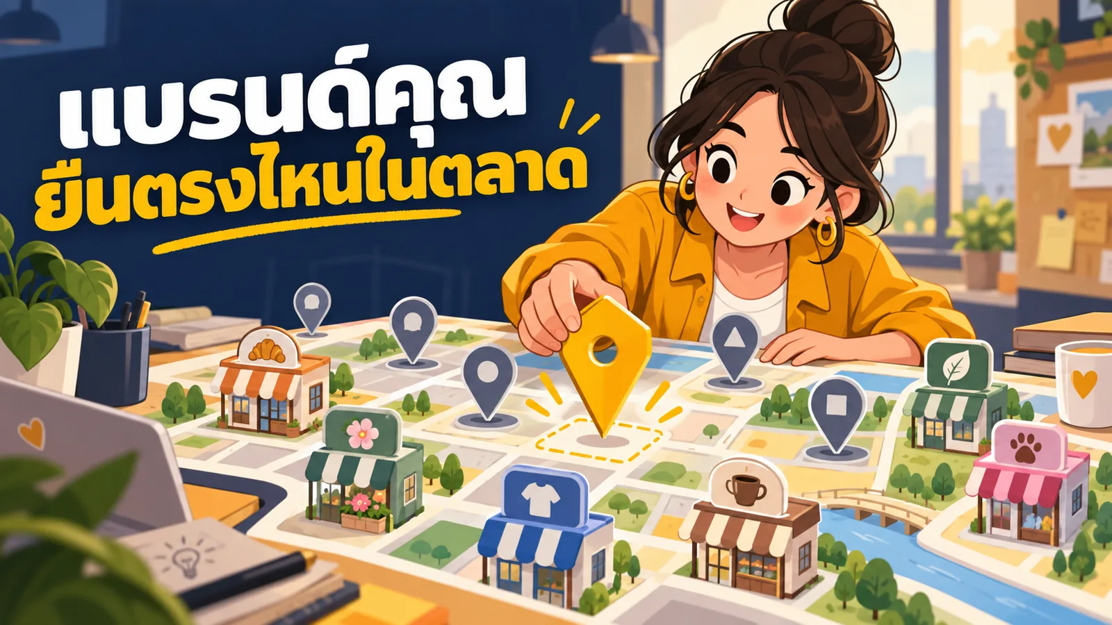 ภาพการ์ตูนประกอบบทความ Brand positioning คืออะไร: แบรนด์คุณยืนตรงไหนในตลาด