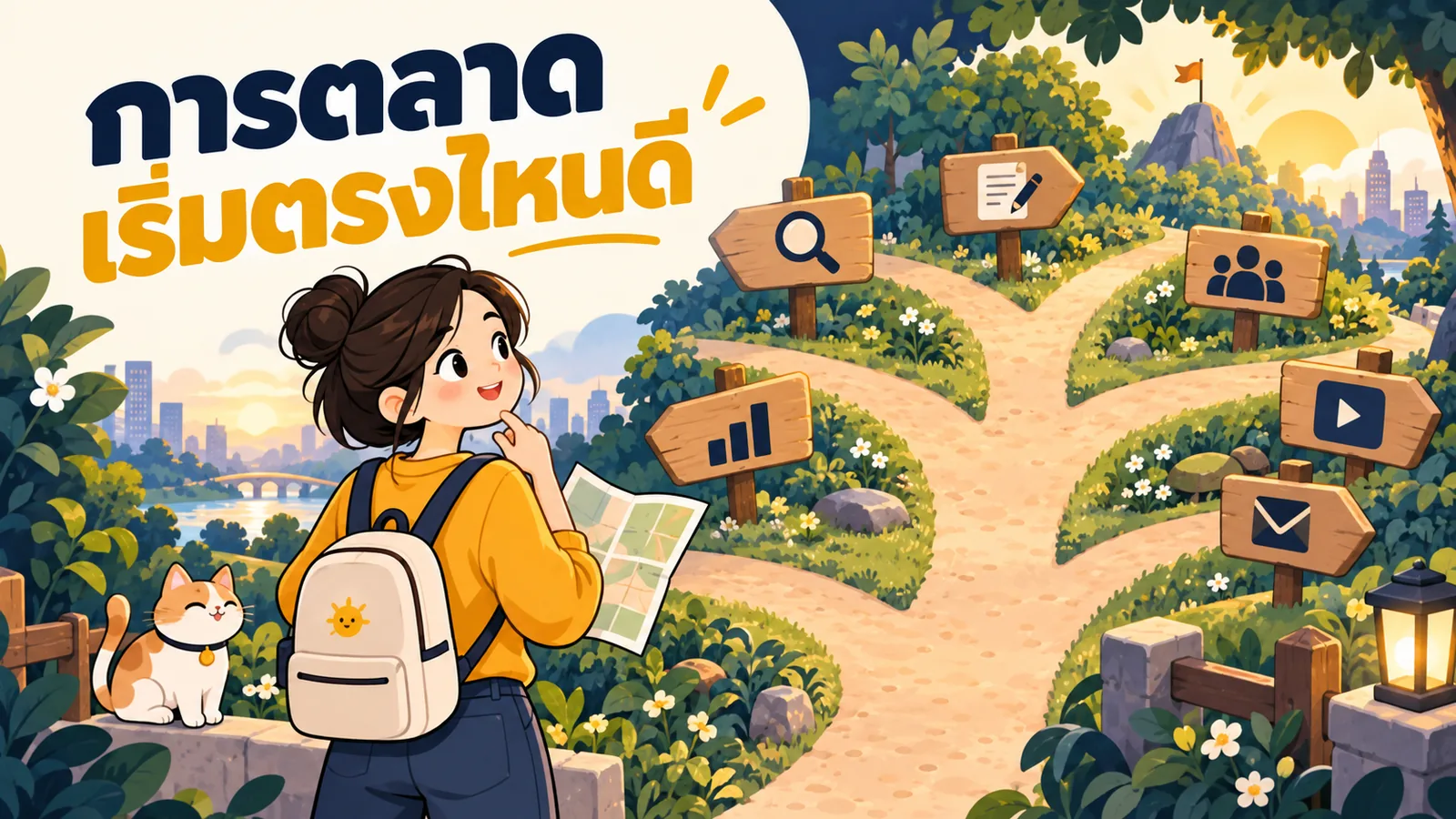 ภาพการ์ตูนประกอบบทความ กลยุทธ์การตลาดดิจิทัล: การตลาดเริ่มตรงไหนดี