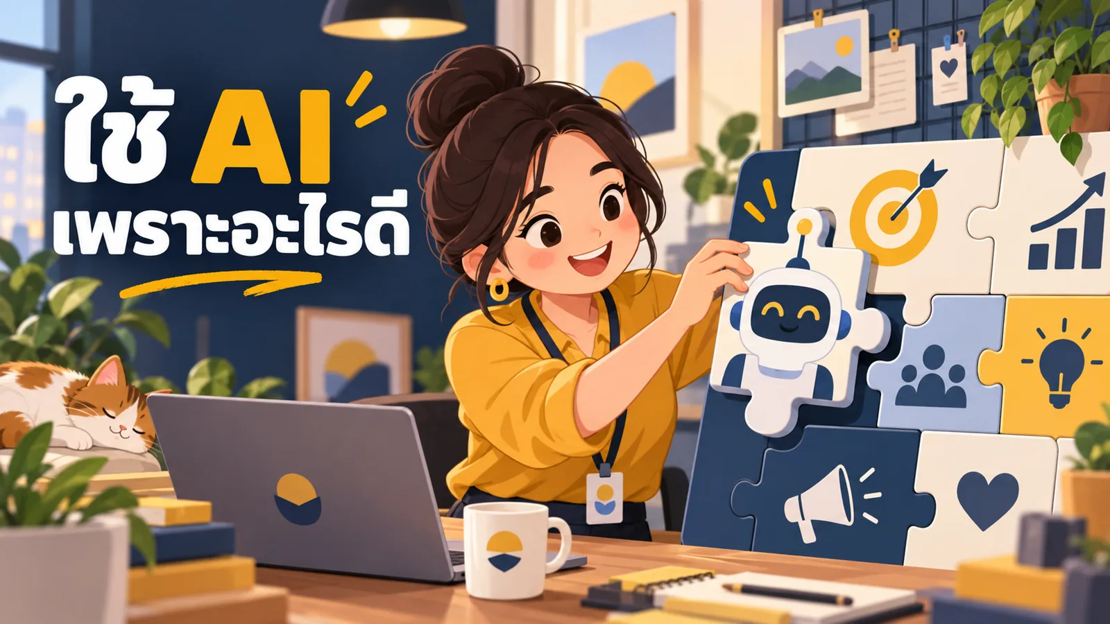 ภาพการ์ตูนประกอบบทความ กลยุทธ์การตลาดด้วย AI: ใช้ AI เพราะอะไรดี