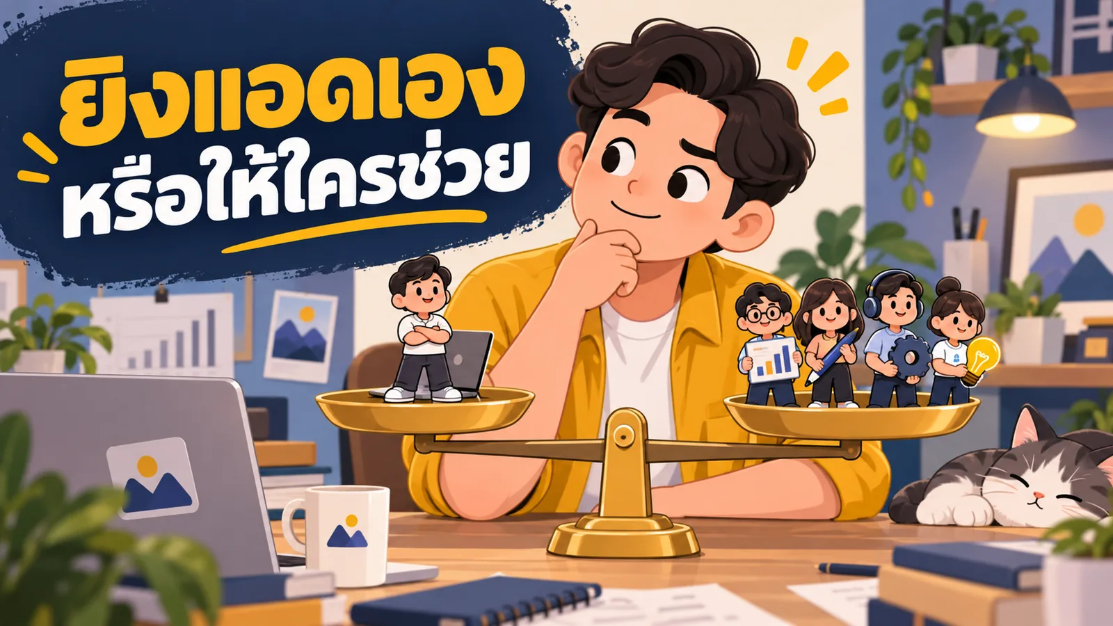 ภาพการ์ตูนประกอบบทความ ยิงแอด Facebook เอง: ยิงแอดเองหรือให้ใครช่วย