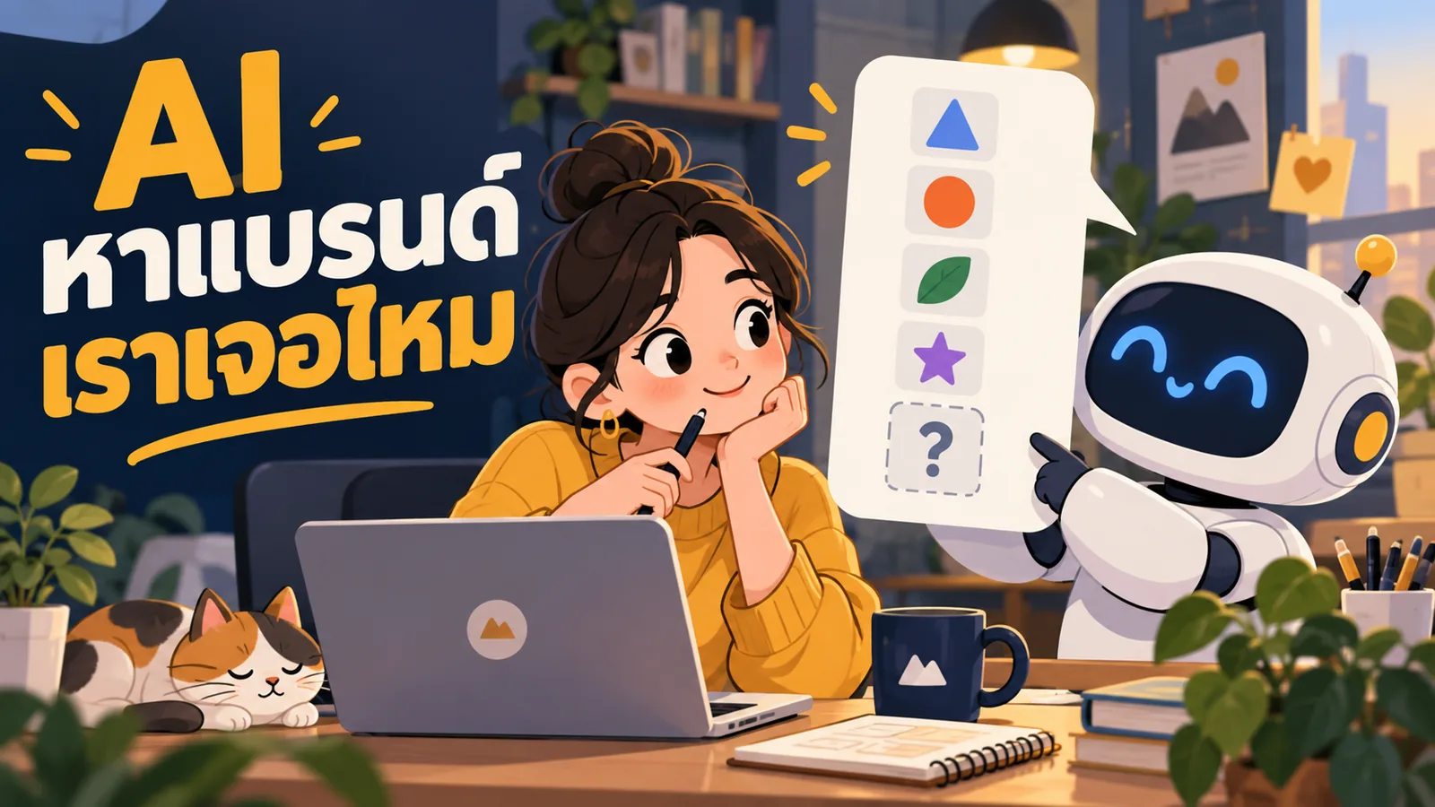 ภาพการ์ตูนประกอบบทความ AI Search และ AEO: AI หาแบรนด์เราเจอไหม