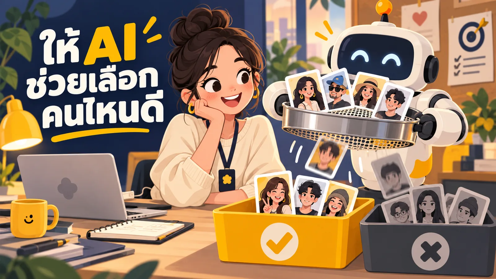 ภาพการ์ตูนประกอบบทความ AI Influencer Marketing: ให้ AI ช่วยเลือกคนไหนดี