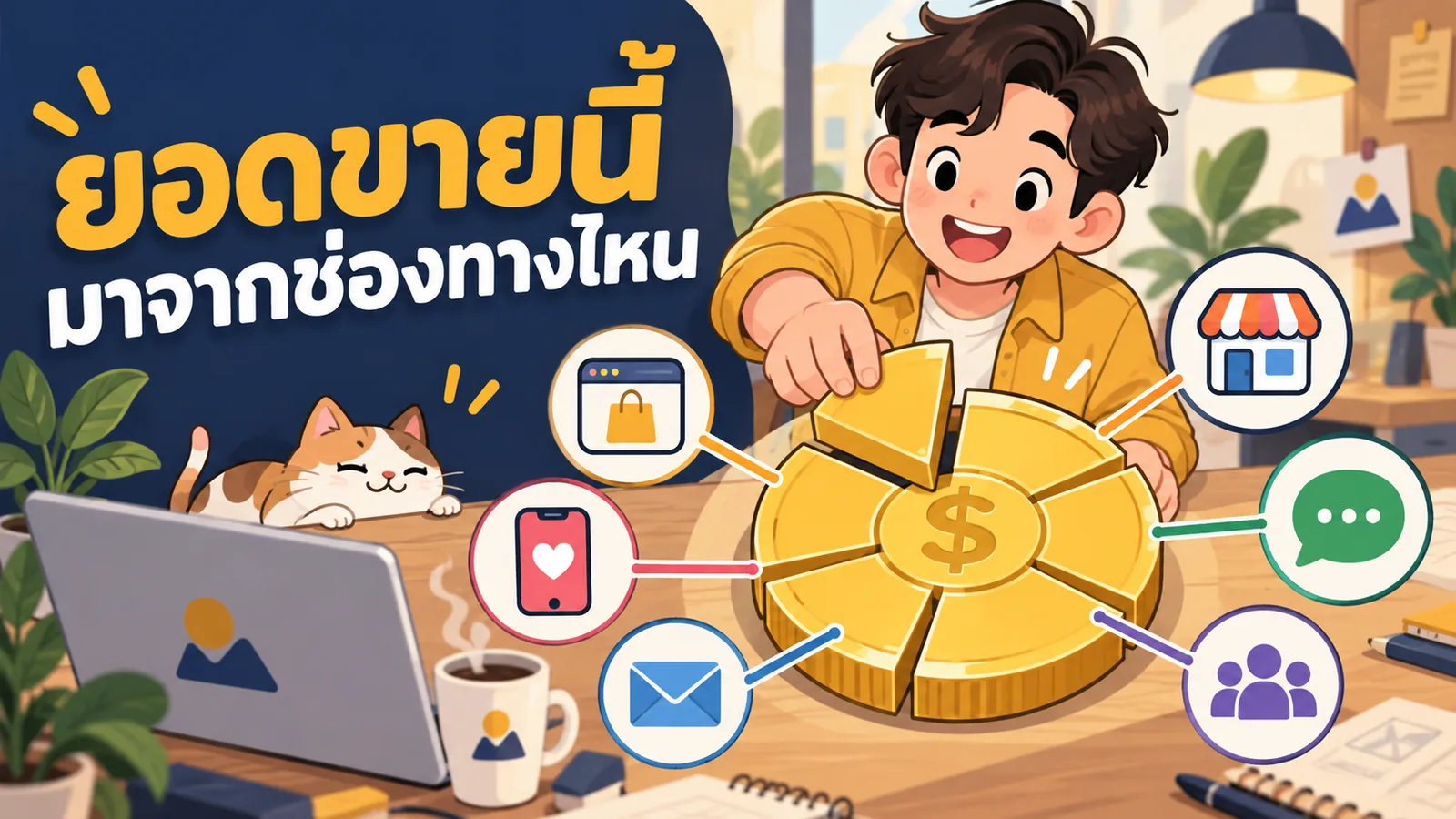 ภาพการ์ตูนประกอบบทความ Marketing Attribution Model: ยอดขายนี้มาจากช่องทางไหน