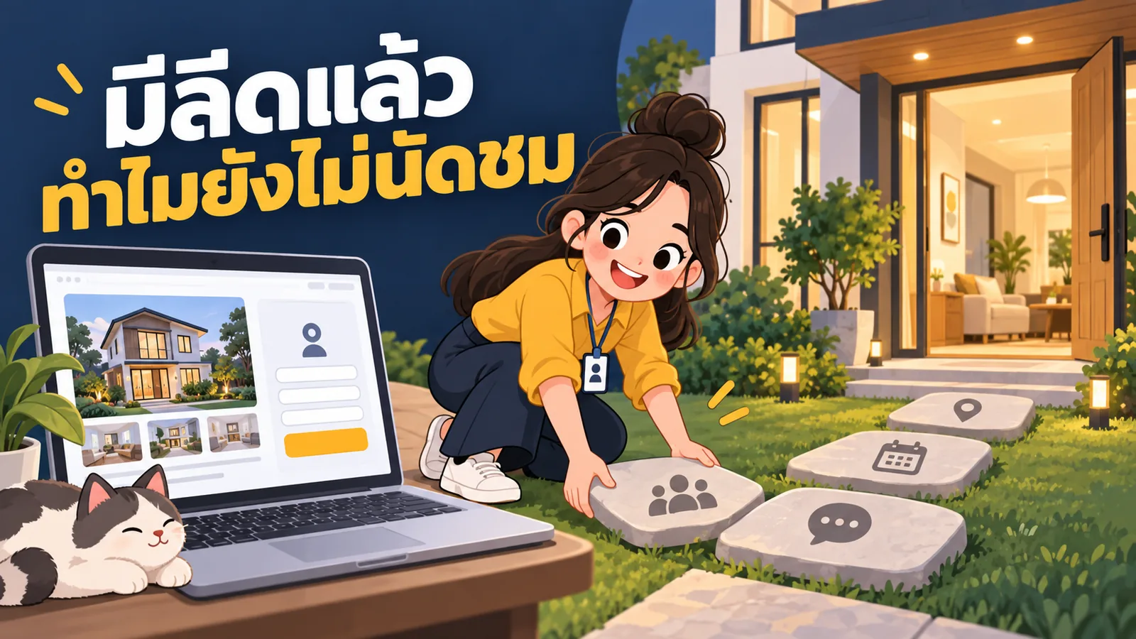 ภาพการ์ตูนประกอบบทความ การตลาดออนไลน์อสังหาริมทรัพย์: มีลีดแล้วทำไมยังไม่นัดชม