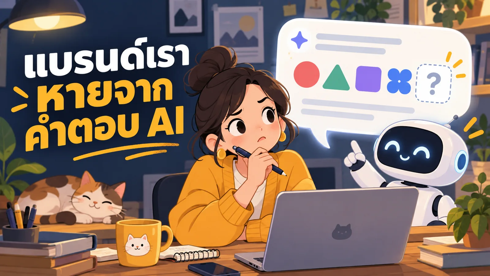 ภาพการ์ตูนประกอบบทความ Perplexity กับ Google SGE: แบรนด์เราหายจากคำตอบ AI