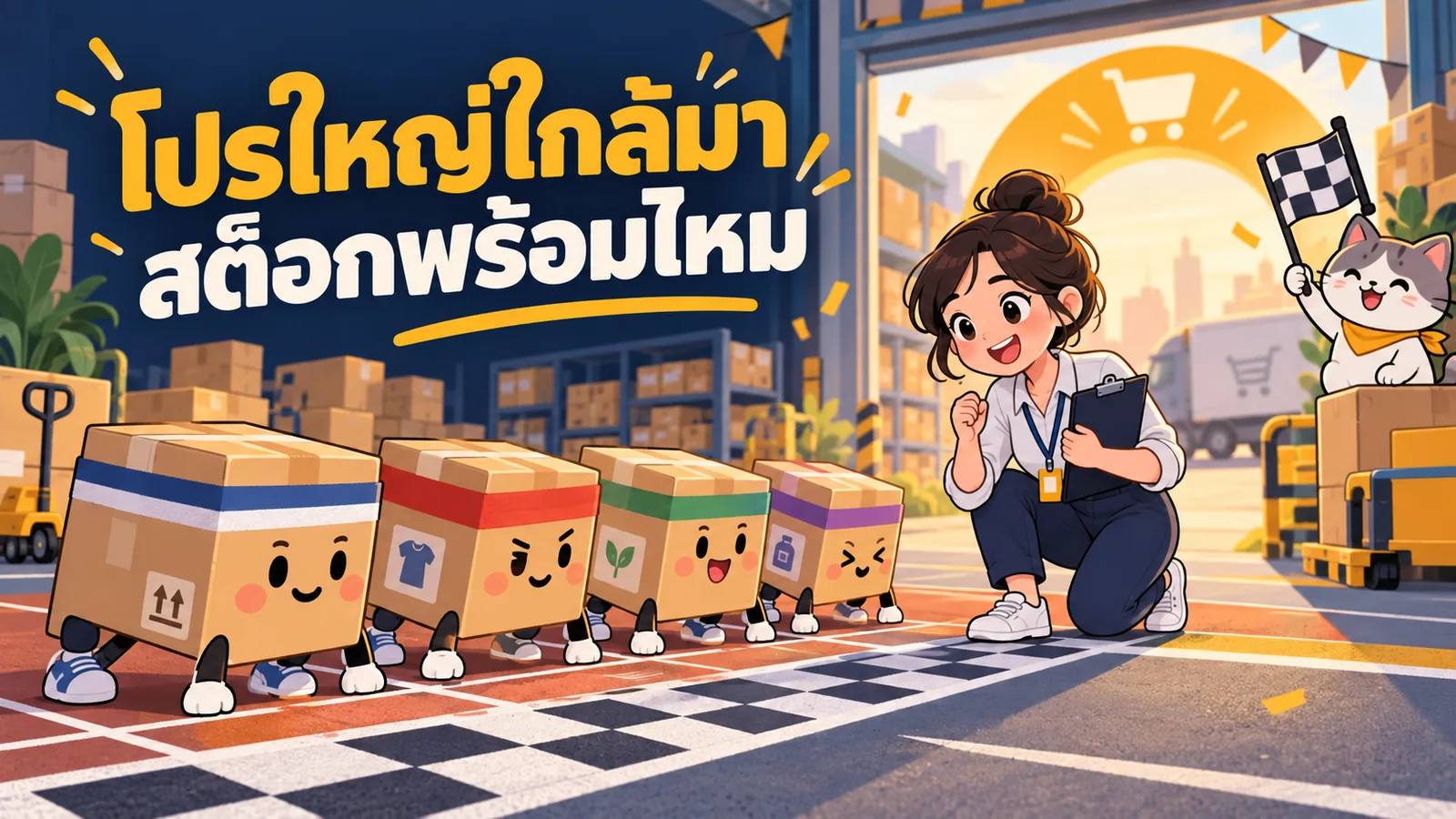 ภาพการ์ตูนประกอบบทความ อีคอมเมิร์ซ 11.11 และ 12.12: โปรใหญ่ใกล้มา สต็อกพร้อมไหม