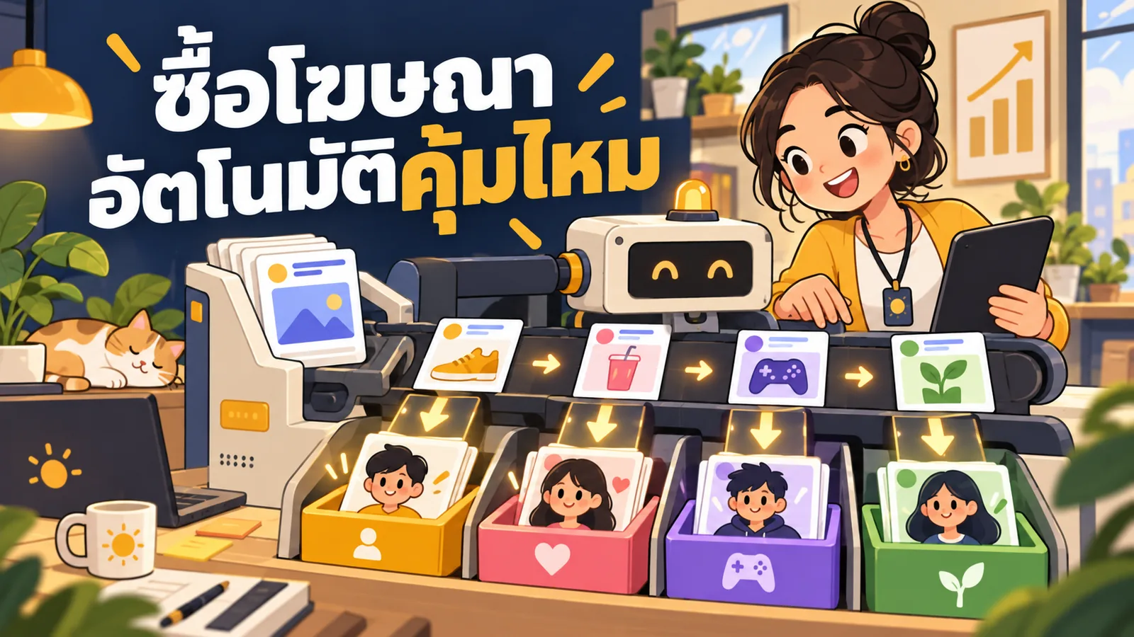 ภาพการ์ตูนประกอบบทความ Programmatic Advertising: ซื้อโฆษณาอัตโนมัติคุ้มไหม
