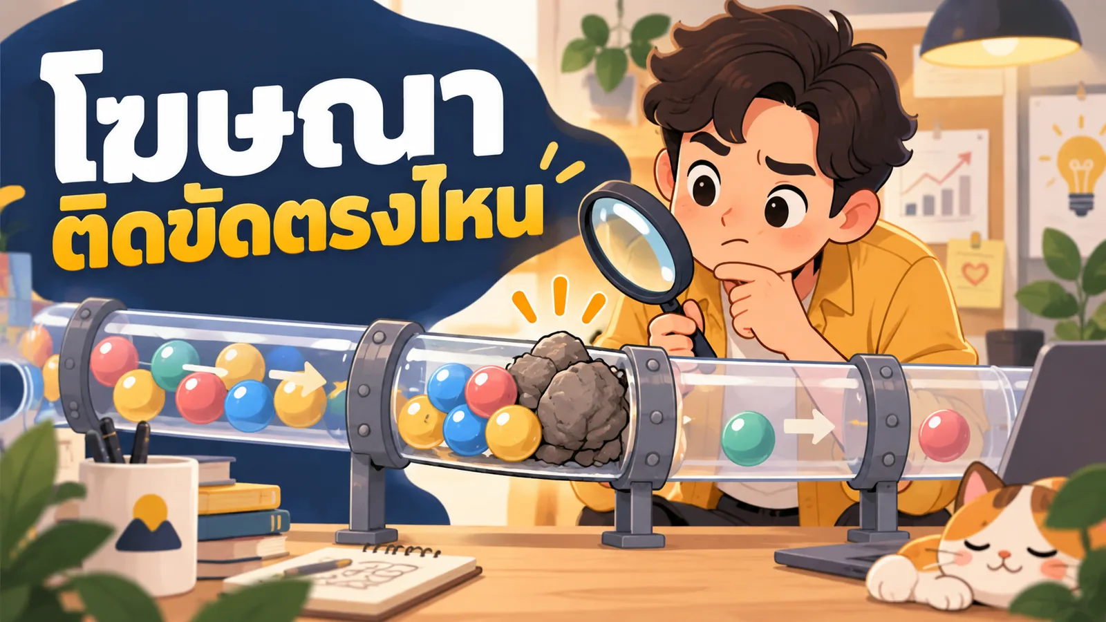 ภาพการ์ตูนประกอบบทความ โฆษณาไม่ดีขึ้น: โฆษณาติดขัดตรงไหน