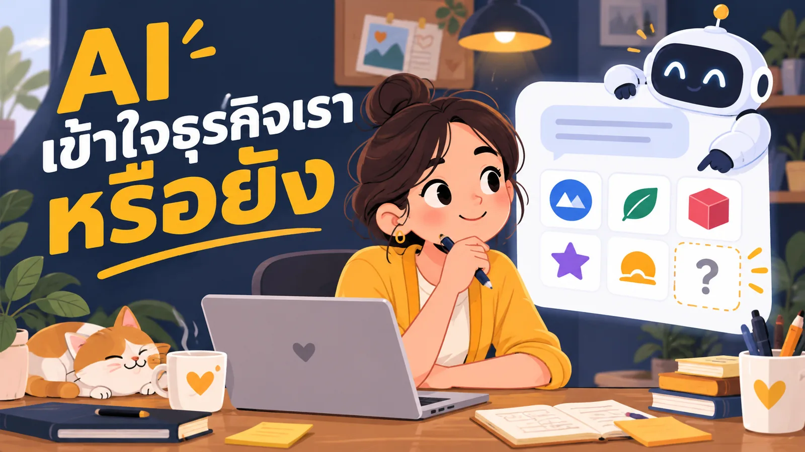 ภาพการ์ตูนประกอบบทความ Schema Markup: AI เข้าใจธุรกิจเราหรือยัง