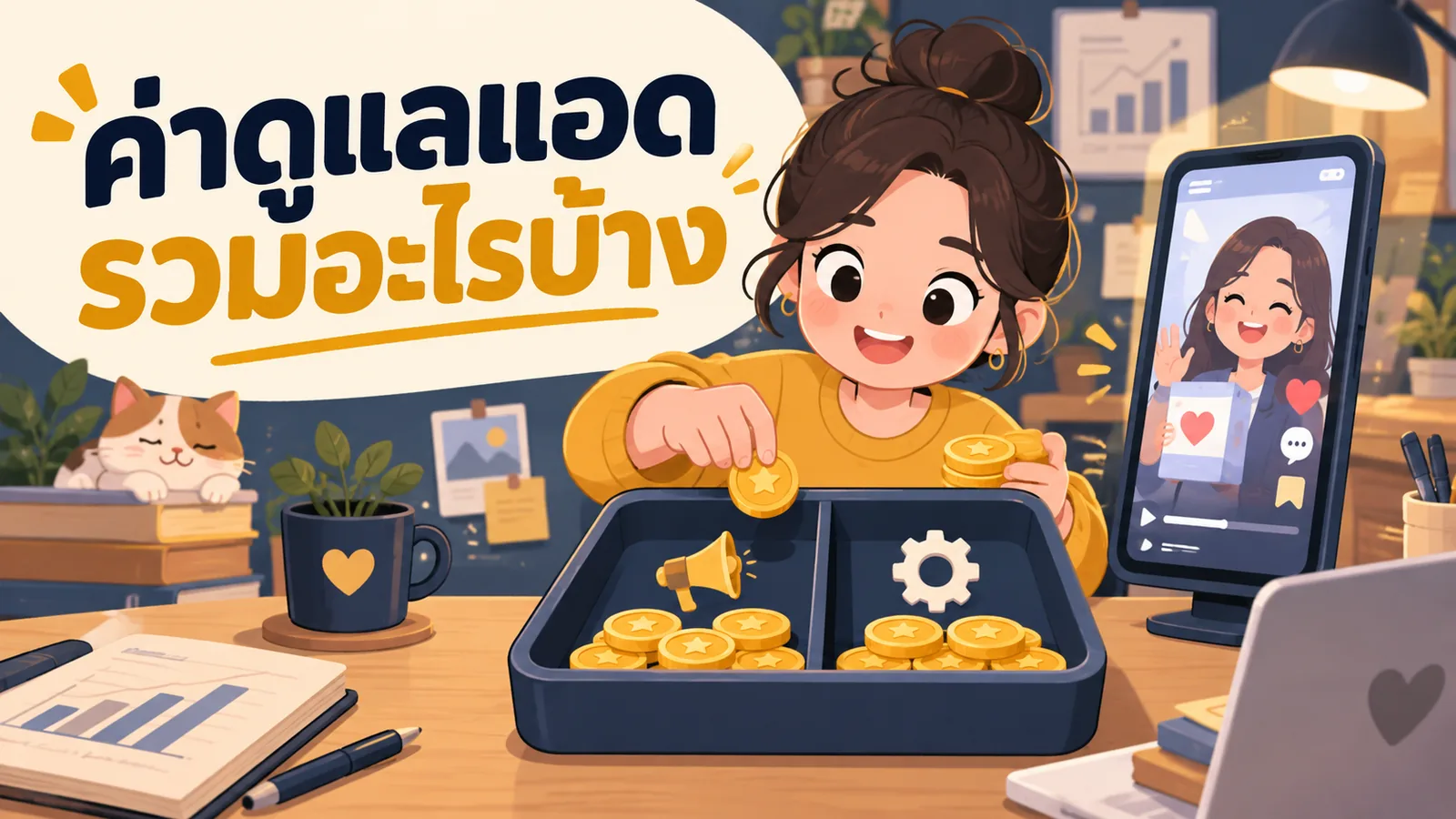 ภาพการ์ตูนประกอบบทความ ค่าบริการ TikTok Ads Agency: ค่าดูแลแอดรวมอะไรบ้าง