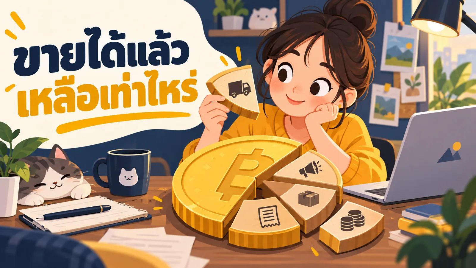 ภาพการ์ตูนประกอบบทความ TikTok Shop Ads ค่าใช้จ่าย: ขายได้แล้วเหลือเท่าไหร่