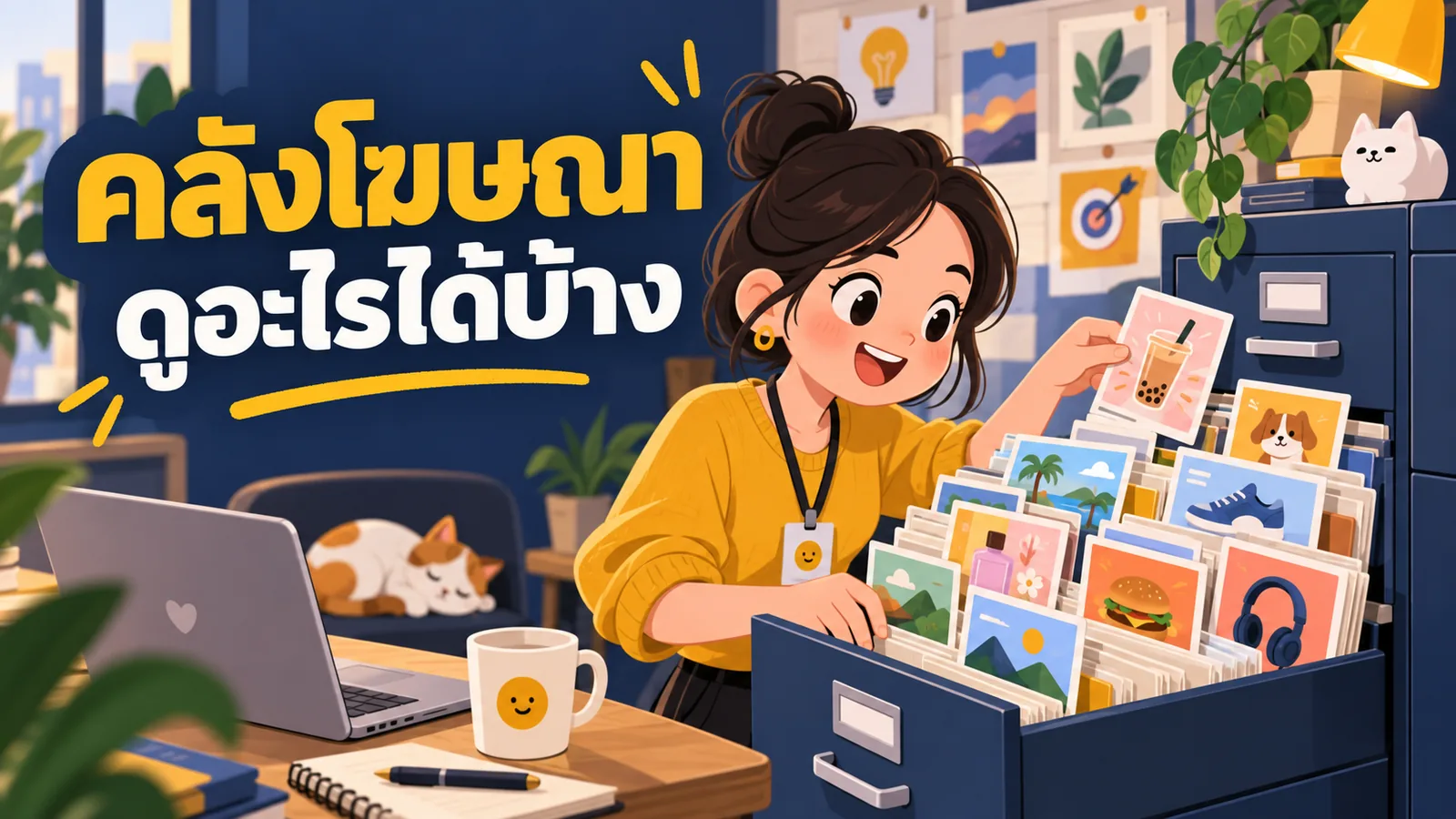 ภาพการ์ตูนประกอบบทความ คลังโฆษณา Facebook: คลังโฆษณาดูอะไรได้บ้าง