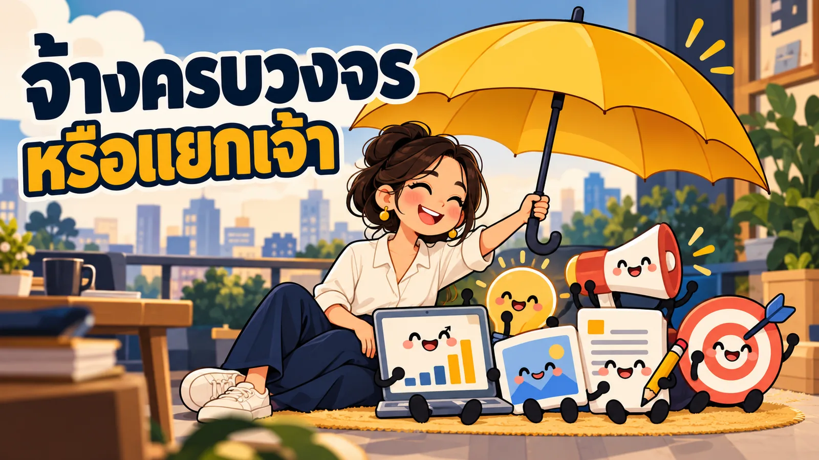 ภาพการ์ตูนประกอบบทความ Full-service agency คืออะไร: จ้างครบวงจรหรือแยกเจ้า